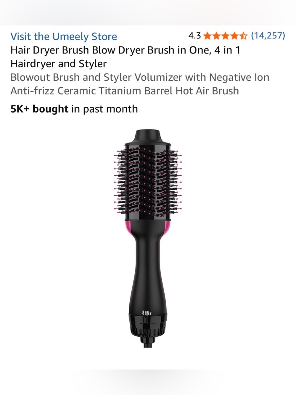 4-in-1 Hot Air Brush Hair Dryer and Styler Blowout and Volumizer anti frizz NIOB